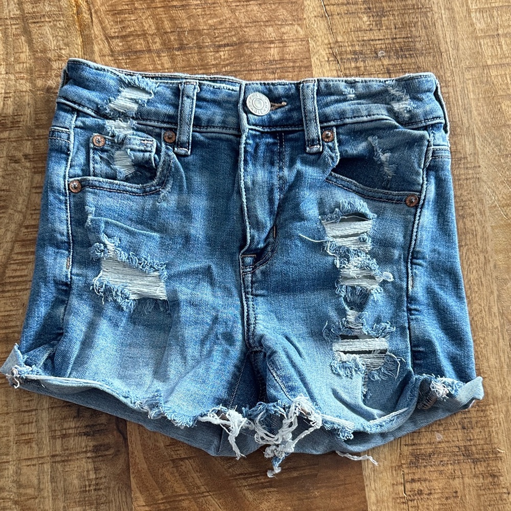 American Eagle Distressed Blue Denim Women Shorts sz 00